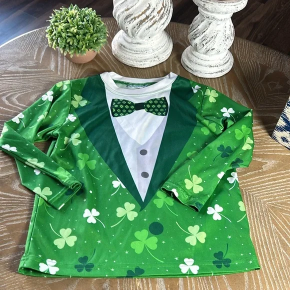 Little Boys St Patrick’s Day Irish Lucky Leprechaun Costume Long Sleeve Tee - Picture 4 of 5
